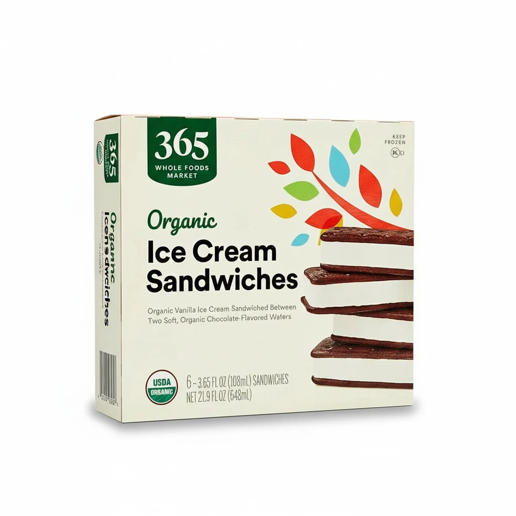 365 by Whole Foods Market, Ice Cream Sandwiches Organic 6 Count, 21.9 Fl Oz