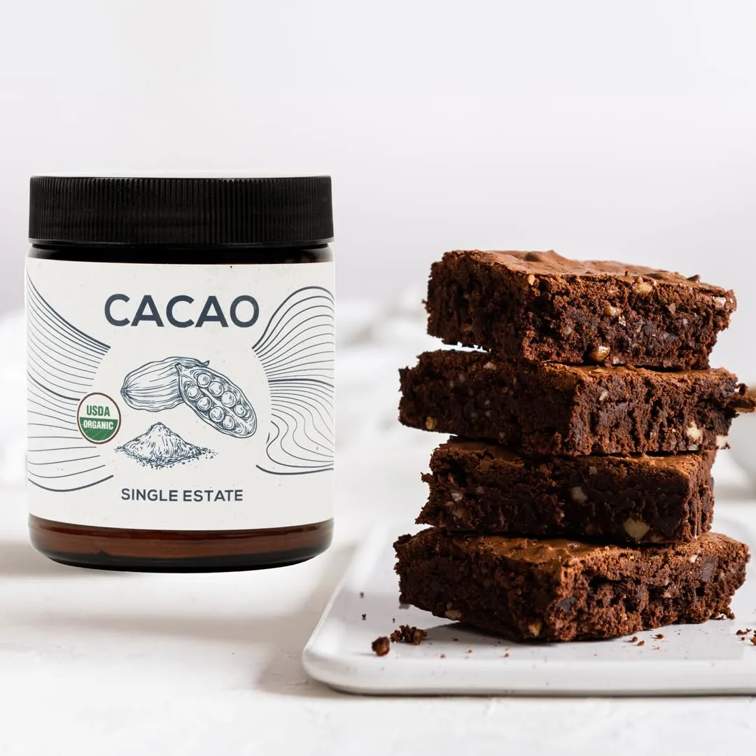 One Farm by WAAYB Organic Cacao, Single Estate, Non-GMO, Fair-Trade, Vegan, Gluten Free, 100% Raw Rizek Cacao in Resealable Bag for Cooking, Smoothies, Lattes & Baking (2.6 oz Jar, Powder)