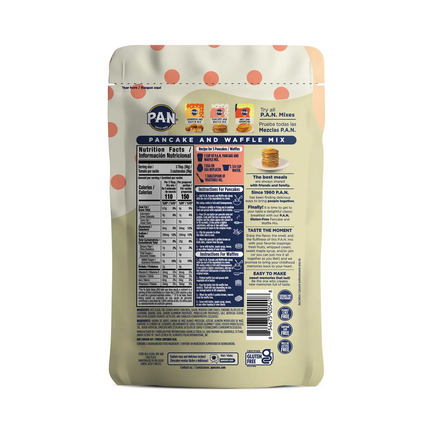 P.A.N Pancake and Waffle Mix – Gluten Free 1 lb. (Pack of 1)