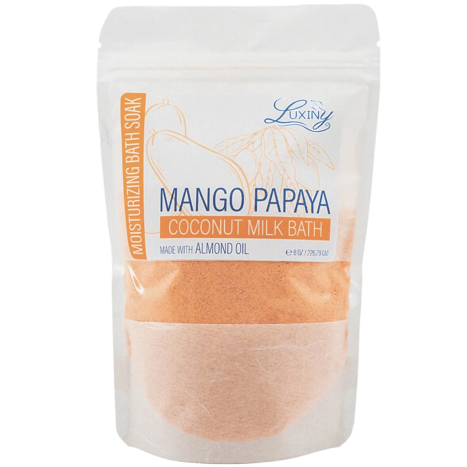 Vegan Milk Bath Soak Made with Coconut Milk Powder & Sweet Almond Oil Which Creates A Bath Bomb Dust Soothing Fizz, 8oz (Mango Papaya)