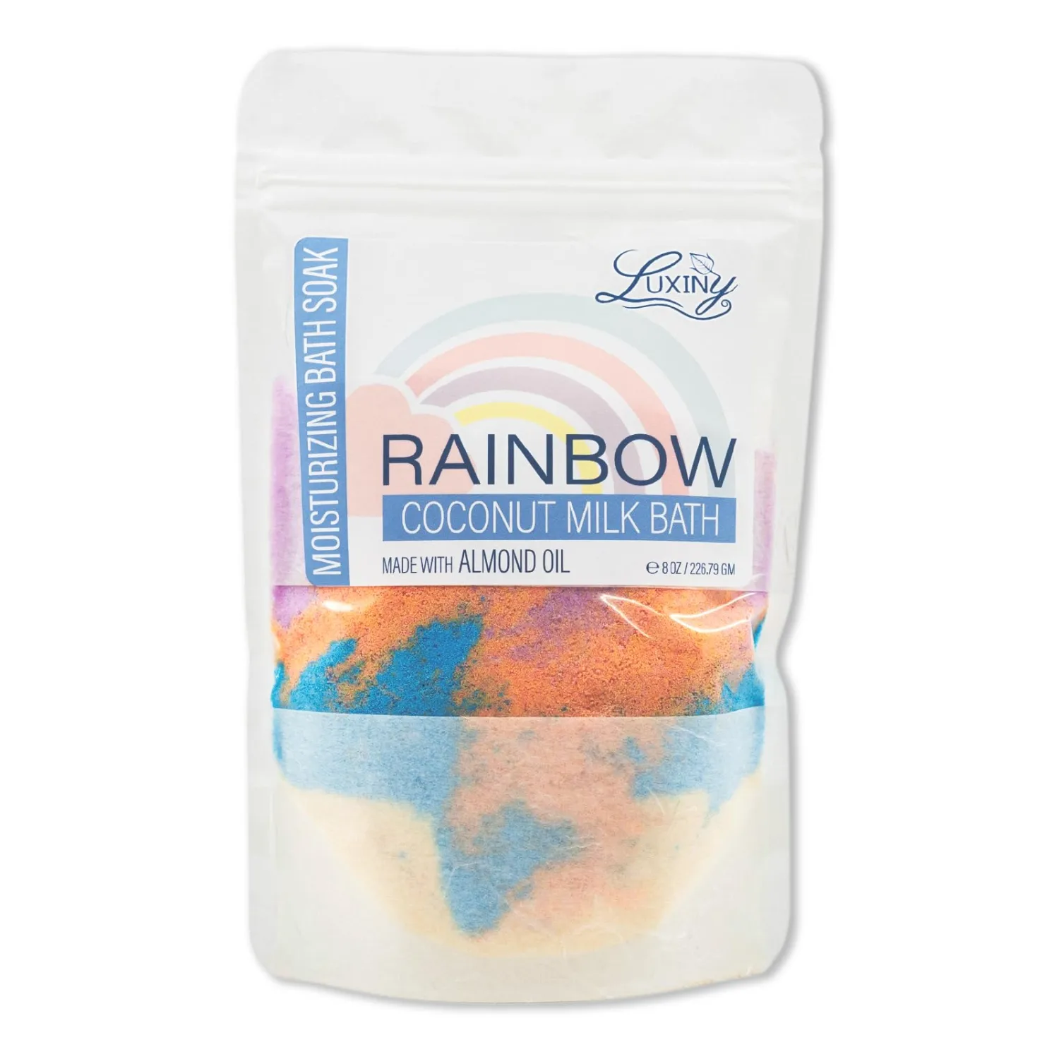 Vegan Milk Bath Soak Made with Coconut Milk Powder & Sweet Almond Oil Which Creates A Bath Bomb Dust Soothing Fizz, 8oz (Rainbow)