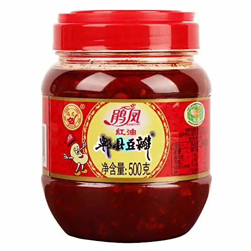 郫县豆瓣酱, Sichuan Pixian Boad Bean Paste, Pixian Doubanjiang Chili Paste, Hong You Dou Ban with Red Chili Oil, Soybean Paste, Chili Bean Sauce, Double standard certification, 17.63 oz. (郫县豆瓣酱)