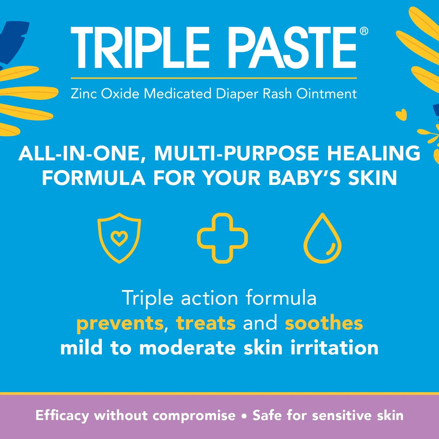 Triple Paste Multi-Purpose Baby Healing Ointment, 2 oz Tube, Diaper Rash Cream and Skin Protectant for Hands, Face and Bottom Treats, Soothes and Prevents with Zinc Oxide (Packaging May Vary)