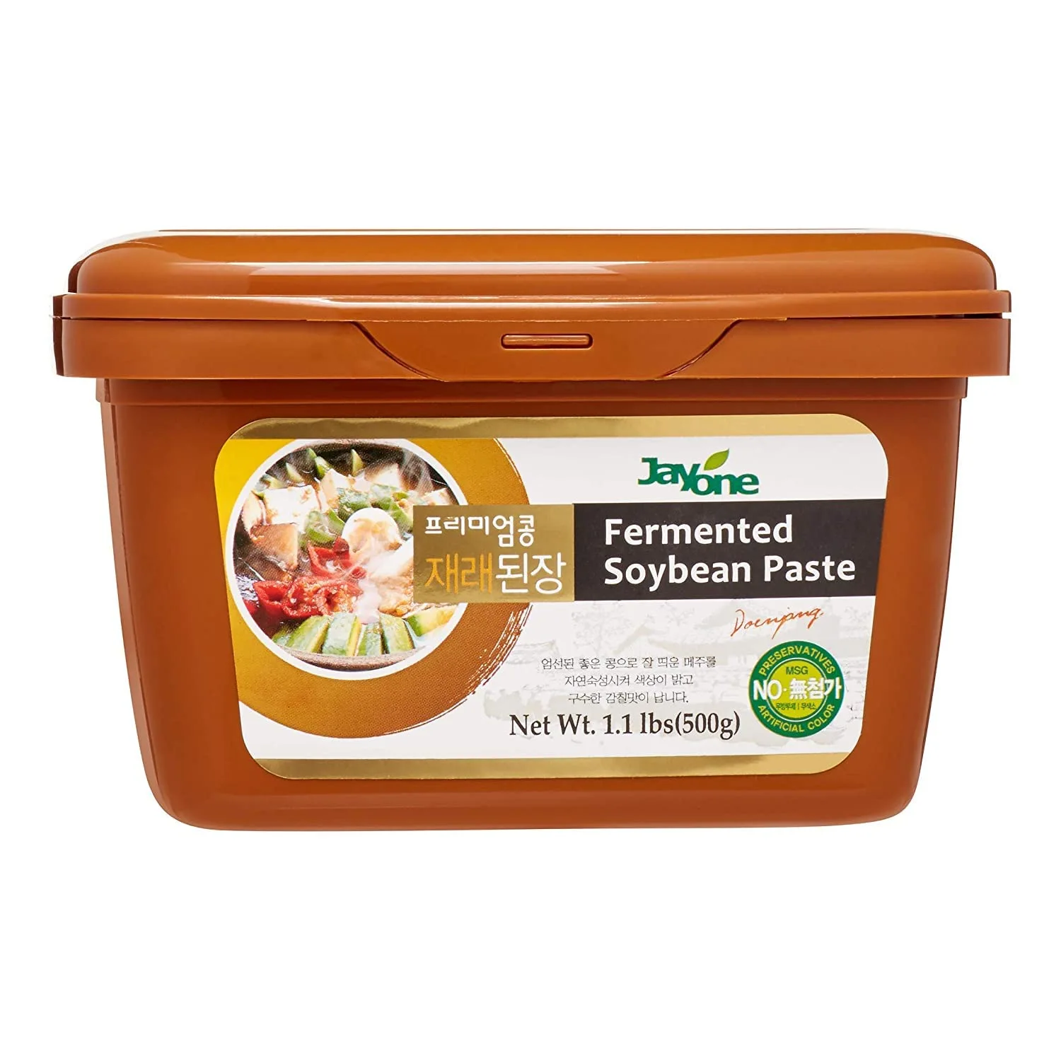 Jayone Soybean Paste, Korean Doenjang, No MSG, Preservatives & Artificial Colors - 1.1lbs (Pack of 1)