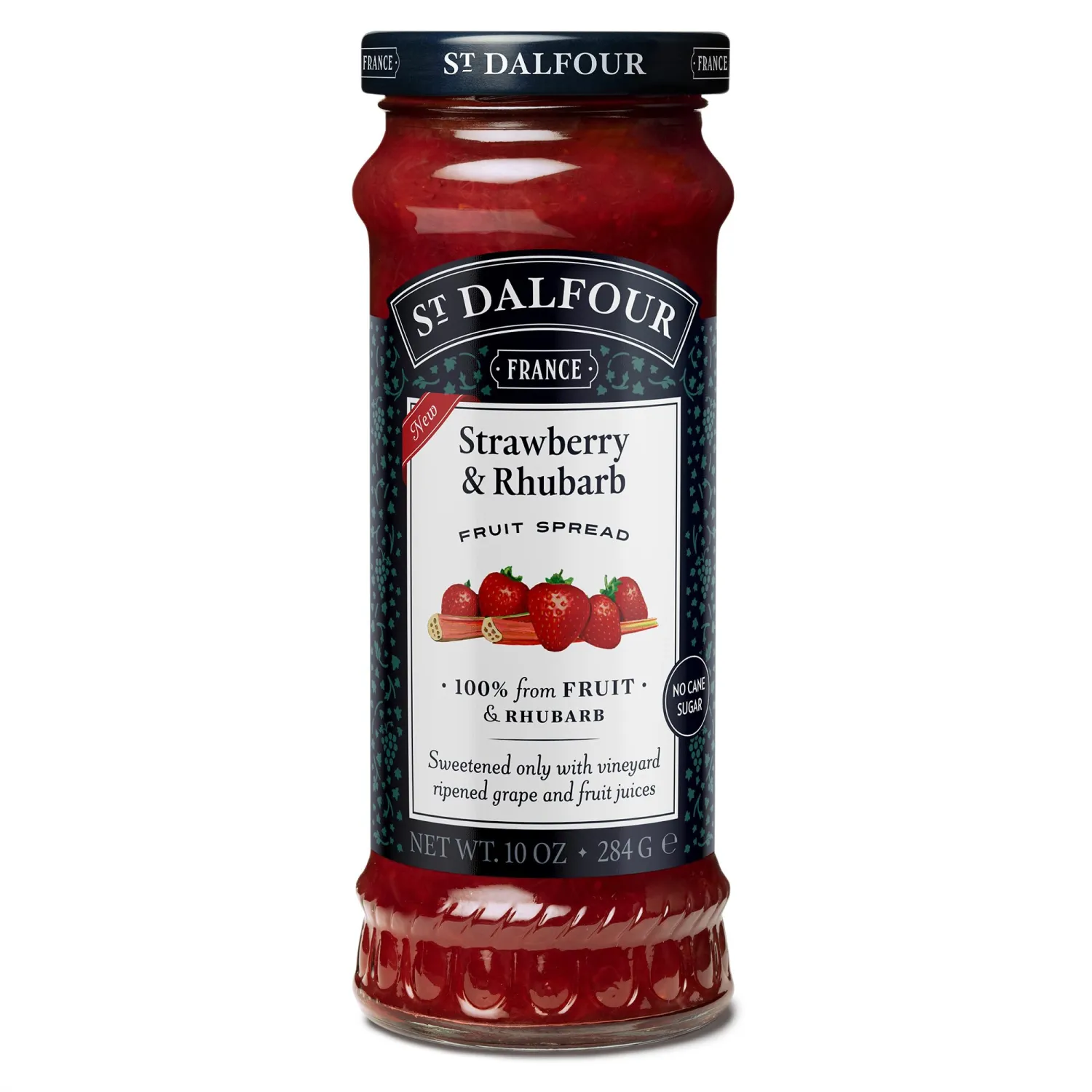 St. Dalfour Strawberry & Rhubarb Fruit Spread - 10oz - 100% from Fruit & Rhubarb, No Artificial Ingredients, Non GMO, No Cane Sugars, All Natural