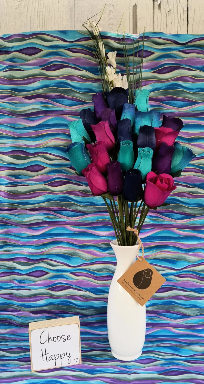 Deluxe Dark Waters Themed Bouquet. Featuring Closed and Half Open Bud Roses (2 Dozen)