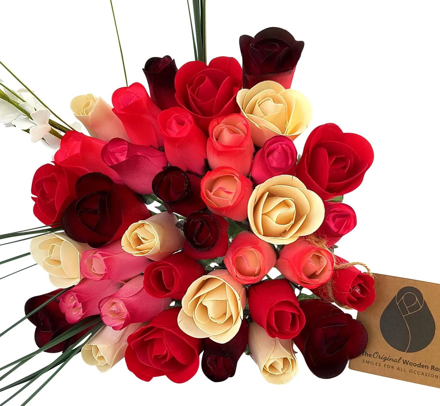 Deluxe Red Passion Themed Bouquet. Featuring Closed and Half Open Bud Roses (3 Dozen)