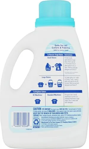 Clorox 2 for Colors Stain Remover & Laundry Additive, Free and Clear, 66 Fl Oz (Pack May Vary)