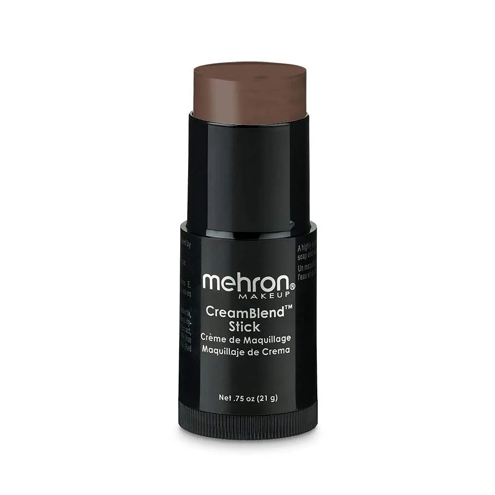 Mehron Makeup CreamBlend Stick | Face Paint, Body Paint, & Foundation Cream Makeup | Body Paint Stick Perfect for Halloween .75 oz (21 g) (Ebony)