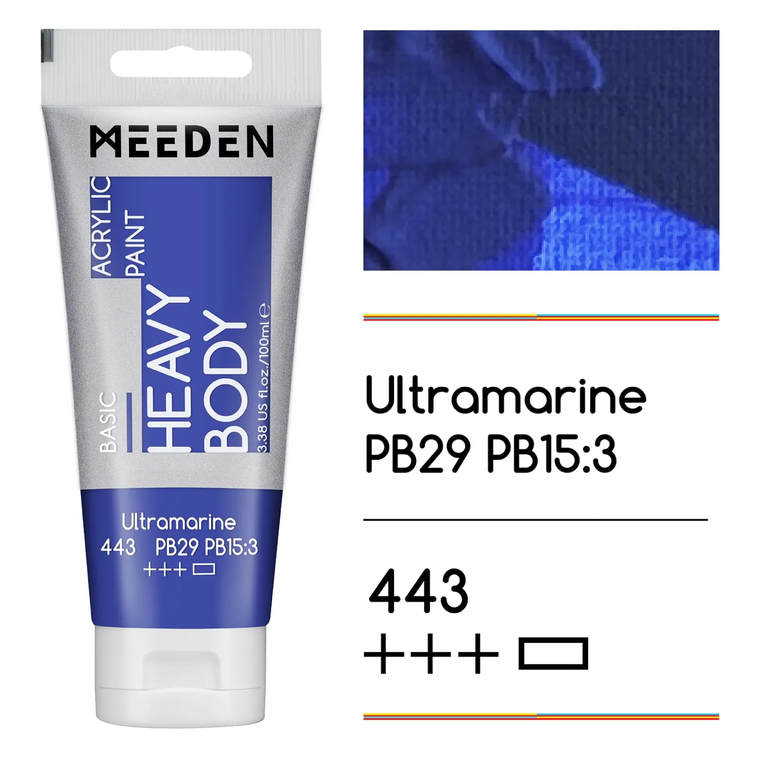 MEEDEN Acrylic Paint Ultramarine Blue: 100ml/3.38oz Heavy Body Acrylic Paint Tube Bundled with Additional Titanium White Color for Art Craft Painting