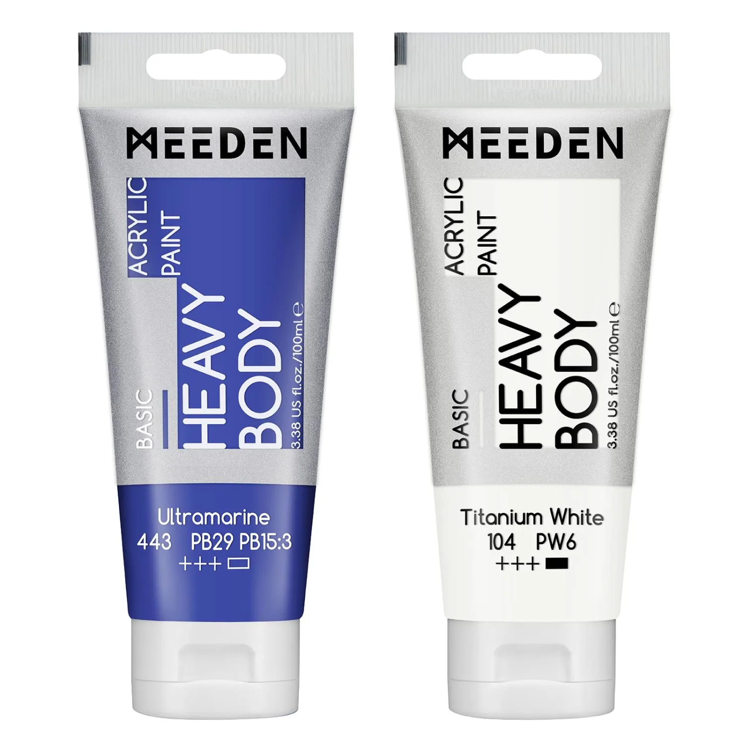 MEEDEN Acrylic Paint Ultramarine Blue: 100ml/3.38oz Heavy Body Acrylic Paint Tube Bundled with Additional Titanium White Color for Art Craft Painting
