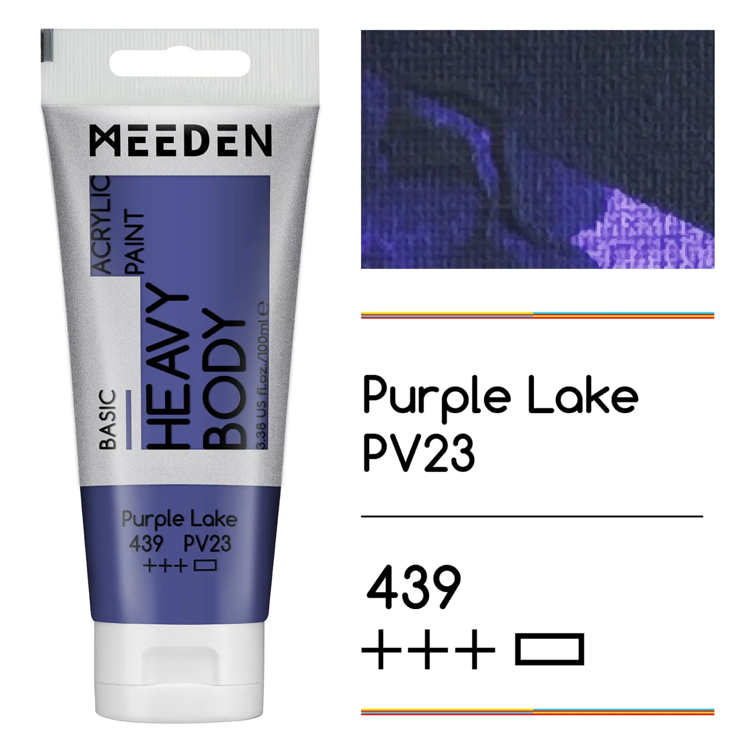MEEDEN Acrylic Paint Purple Lake: 100ml/3.38oz Heavy Body Acrylic Paint Tube Bundled with Additional Titanium White Color for Art Craft Painting