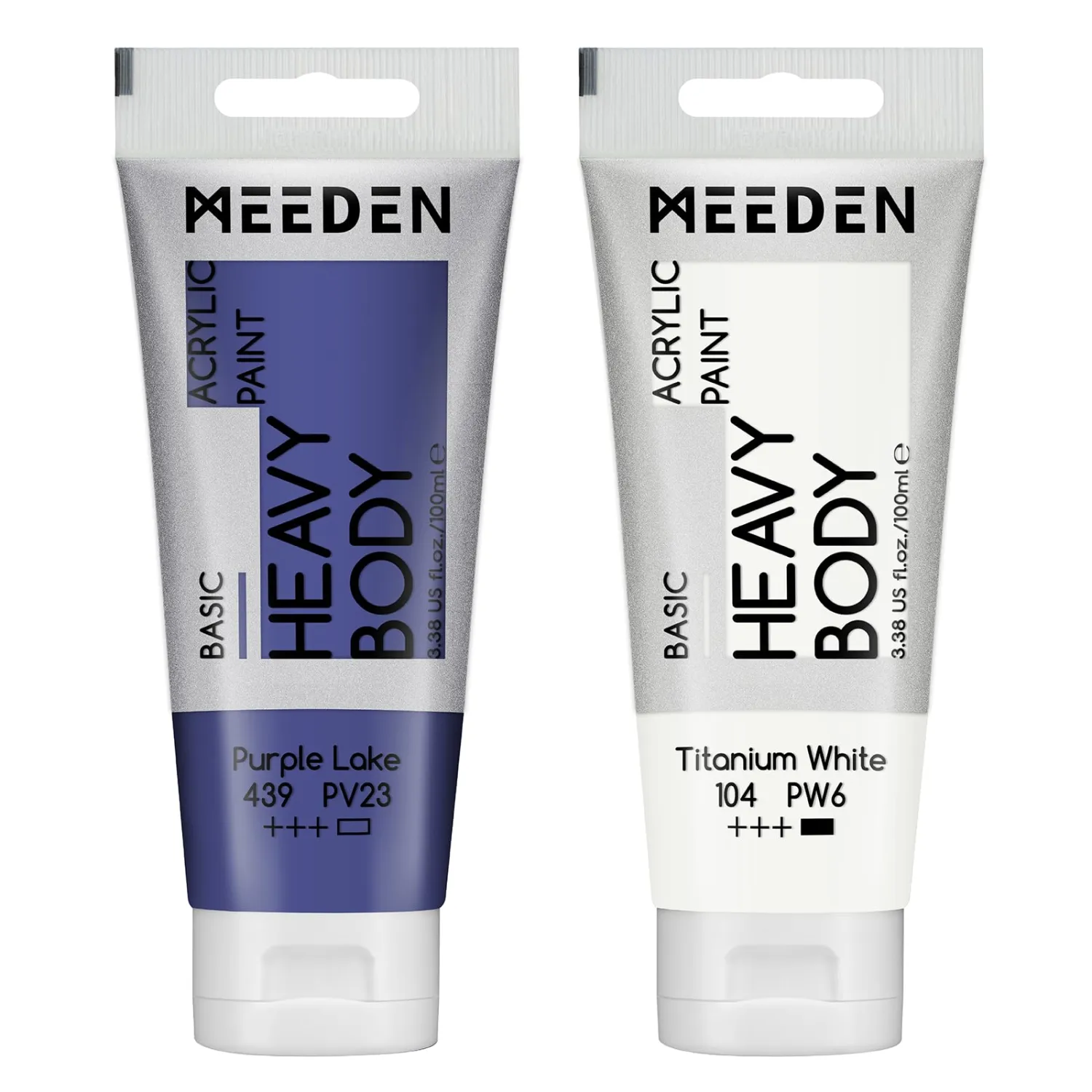 MEEDEN Acrylic Paint Purple Lake: 100ml/3.38oz Heavy Body Acrylic Paint Tube Bundled with Additional Titanium White Color for Art Craft Painting