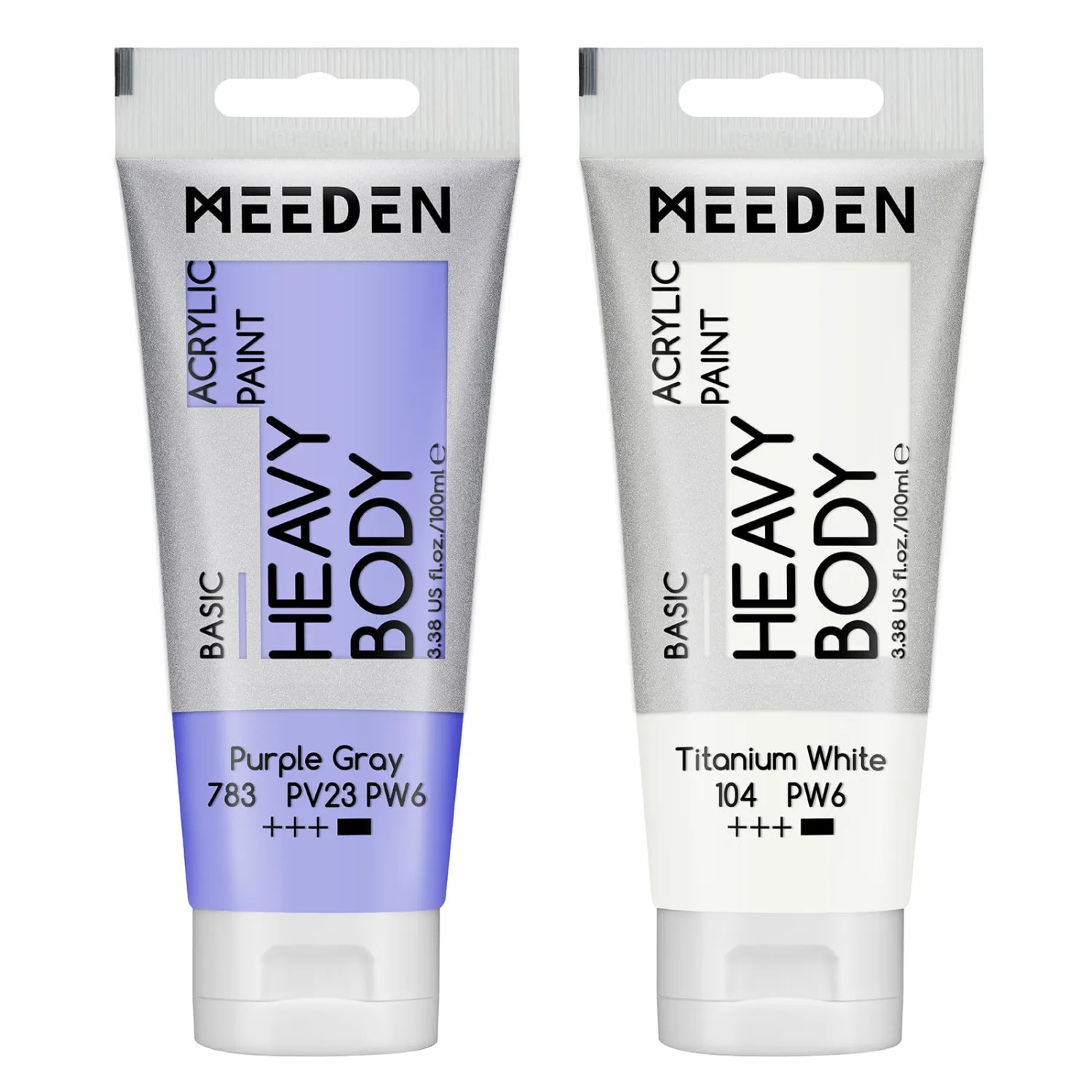 MEEDEN Acrylic Paint Purple Gray: Bundled with Titanium White Color - 100ml/3.38oz x 2 Bulk Heavy Body Acrylic Paint Tubes for Art Craft Painting