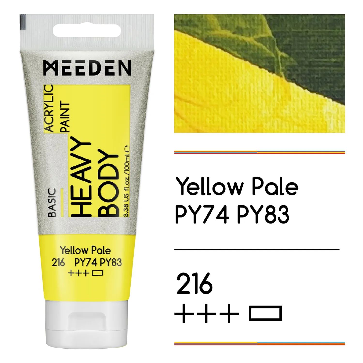 MEEDEN Acrylic Paint Yellow Pale: Bundled with Titanium White Color - 100ml/3.38oz x2 Bulk Heavy Body Acrylic Paint Tubes for Art Craft Painting