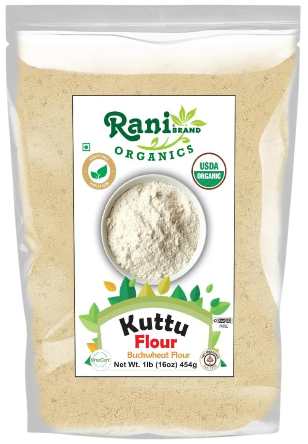 Rani Organic Kuttu (Buckwheat) Flour 16oz (1lb) 454g ~ All Natural | Gluten Friendly | NON-GMO | Kosher | Vegan | Indian Origin | USDA Organic Certified