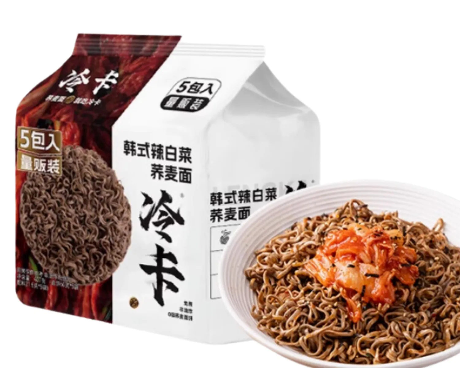 KLDSCP Soy & Scallion Ramen Buckwheat Soba Noodles, 5 packs Air-Dried Vegan Instant Noodles with Sauce (Kimchi)