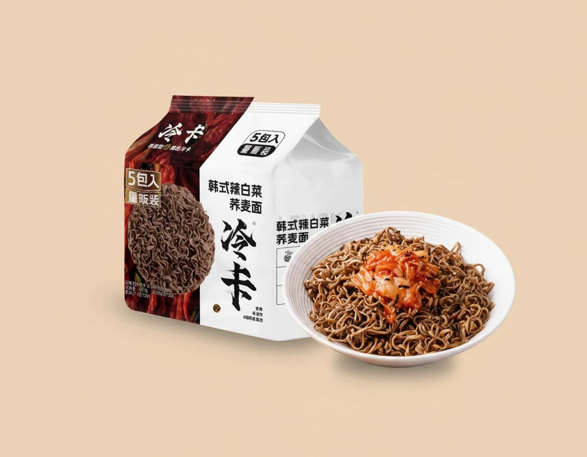 KLDSCP Soy & Scallion Ramen Buckwheat Soba Noodles, 5 packs Air-Dried Vegan Instant Noodles with Sauce (Kimchi)