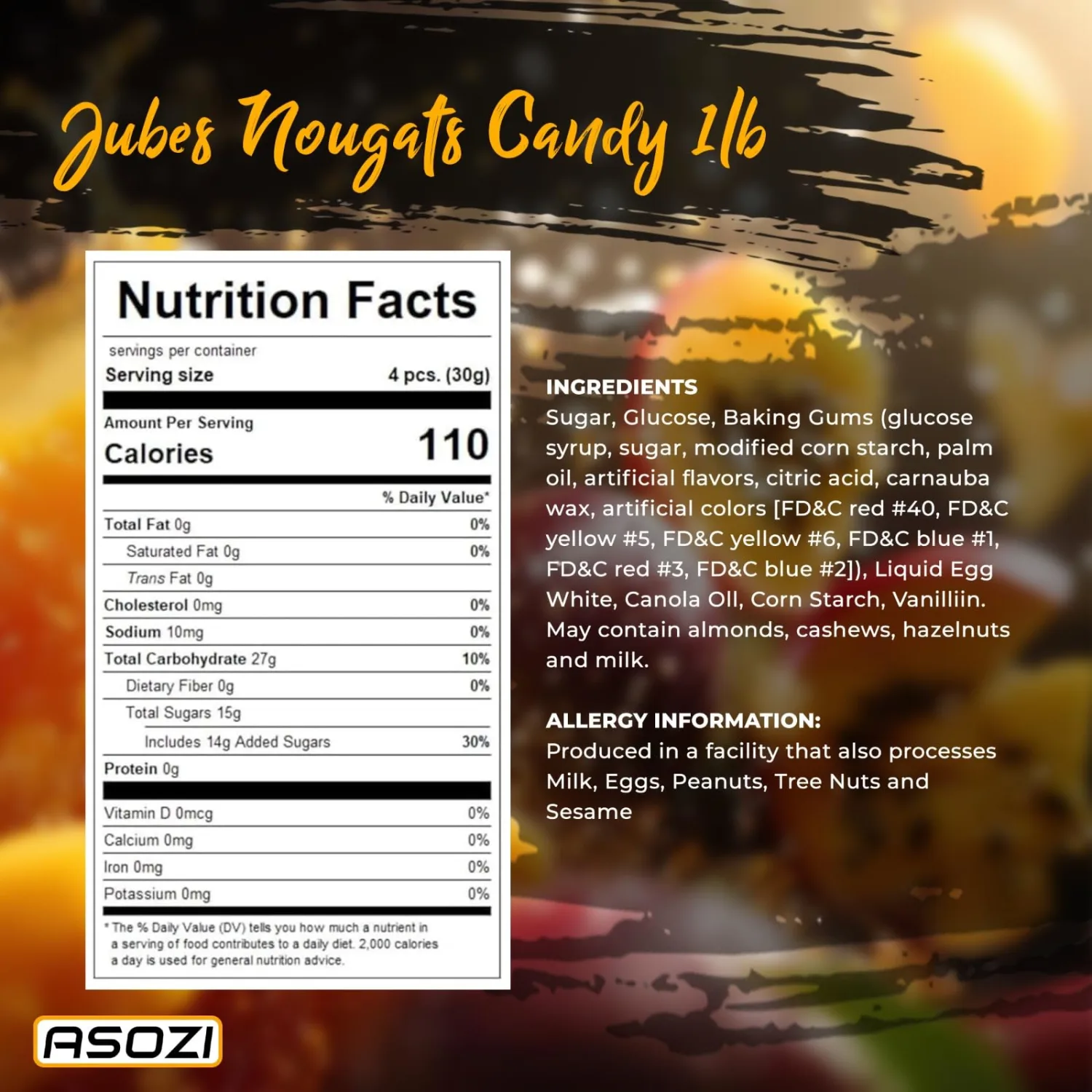 Warpped Nougat Candy with Fruity Jelly Beans 16 oz Colorful Fruity Fresh Delicious Individually Wrapped Jube Nougat Candy Treats Gluten Free Family Size 1lb by ASOZI