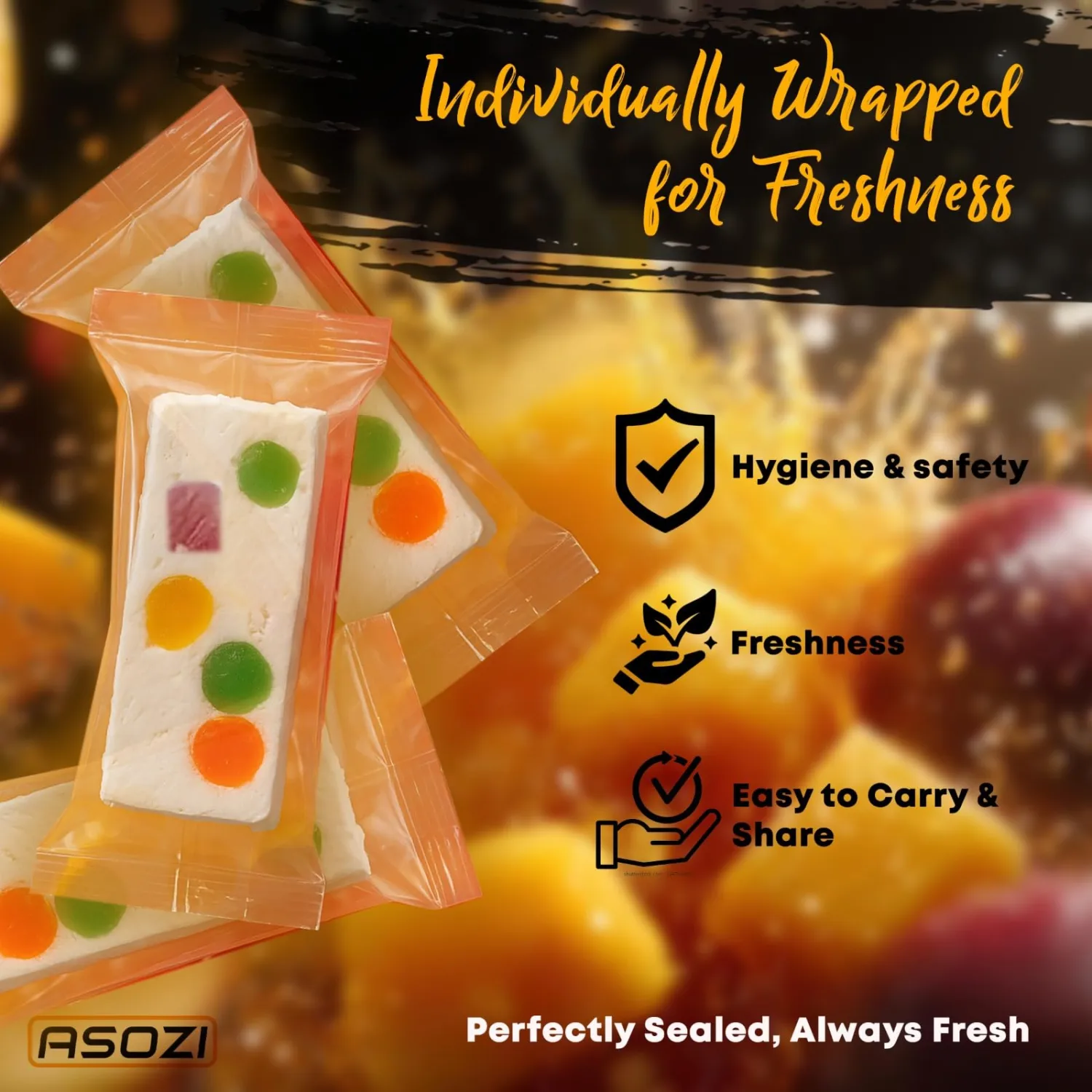 Warpped Nougat Candy with Fruity Jelly Beans 16 oz Colorful Fruity Fresh Delicious Individually Wrapped Jube Nougat Candy Treats Gluten Free Family Size 1lb by ASOZI