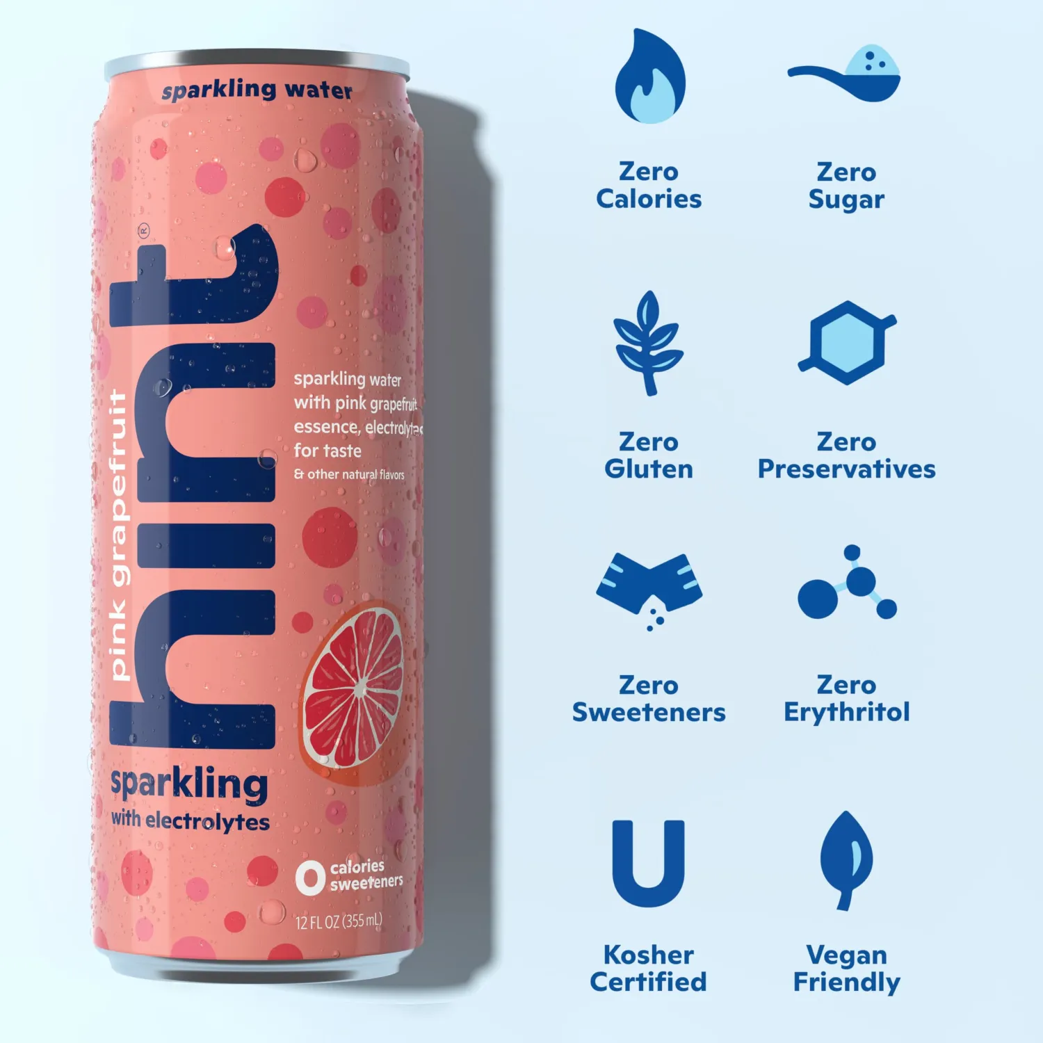 Hint Sparkling Water, Pink Grapefruit - Canned Flavored Water Beverages with Electrolytes, Zero Calories, and Sugar Free - 12 Fl Oz Cans (Pack of 12)