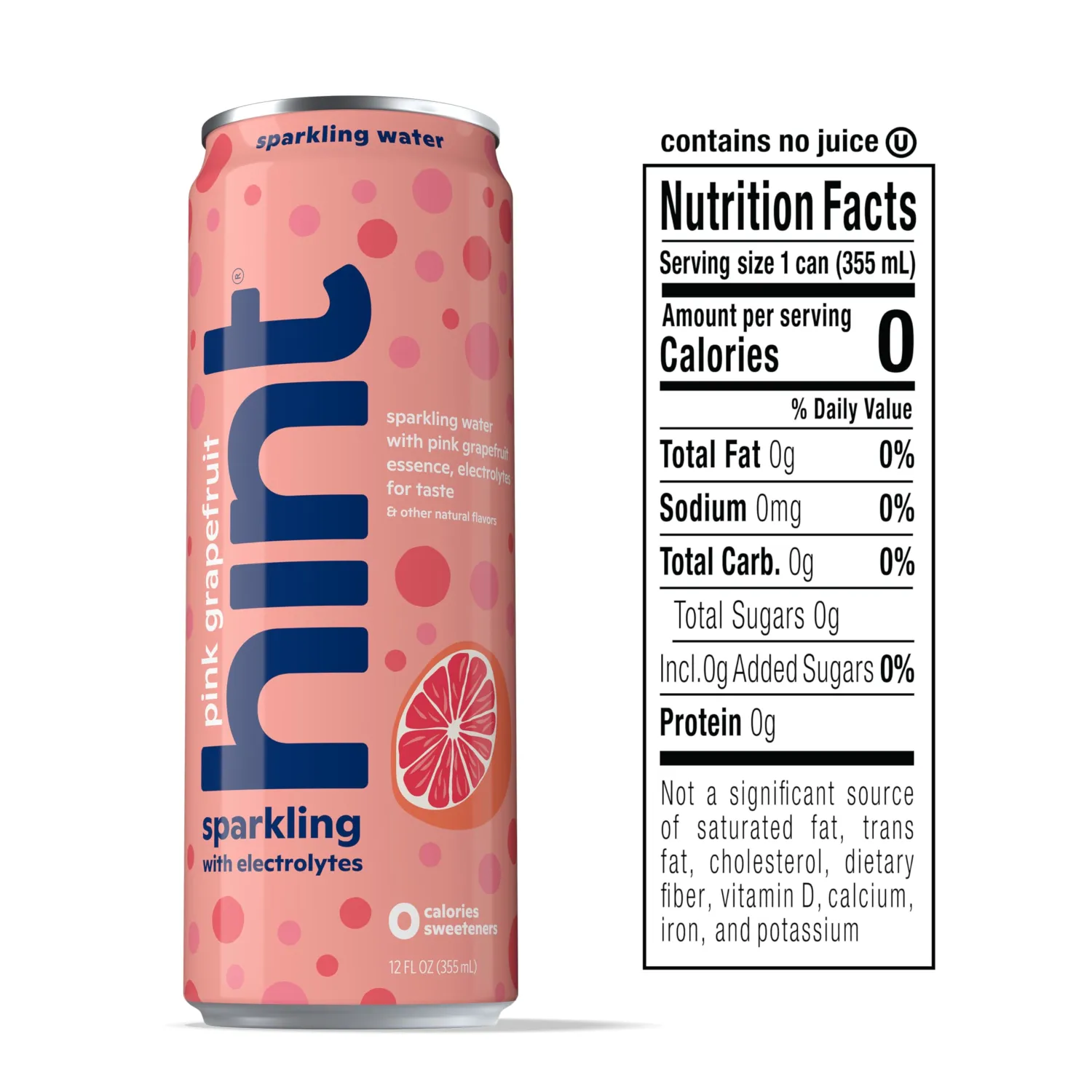 Hint Sparkling Water, Pink Grapefruit - Canned Flavored Water Beverages with Electrolytes, Zero Calories, and Sugar Free - 12 Fl Oz Cans (Pack of 12)