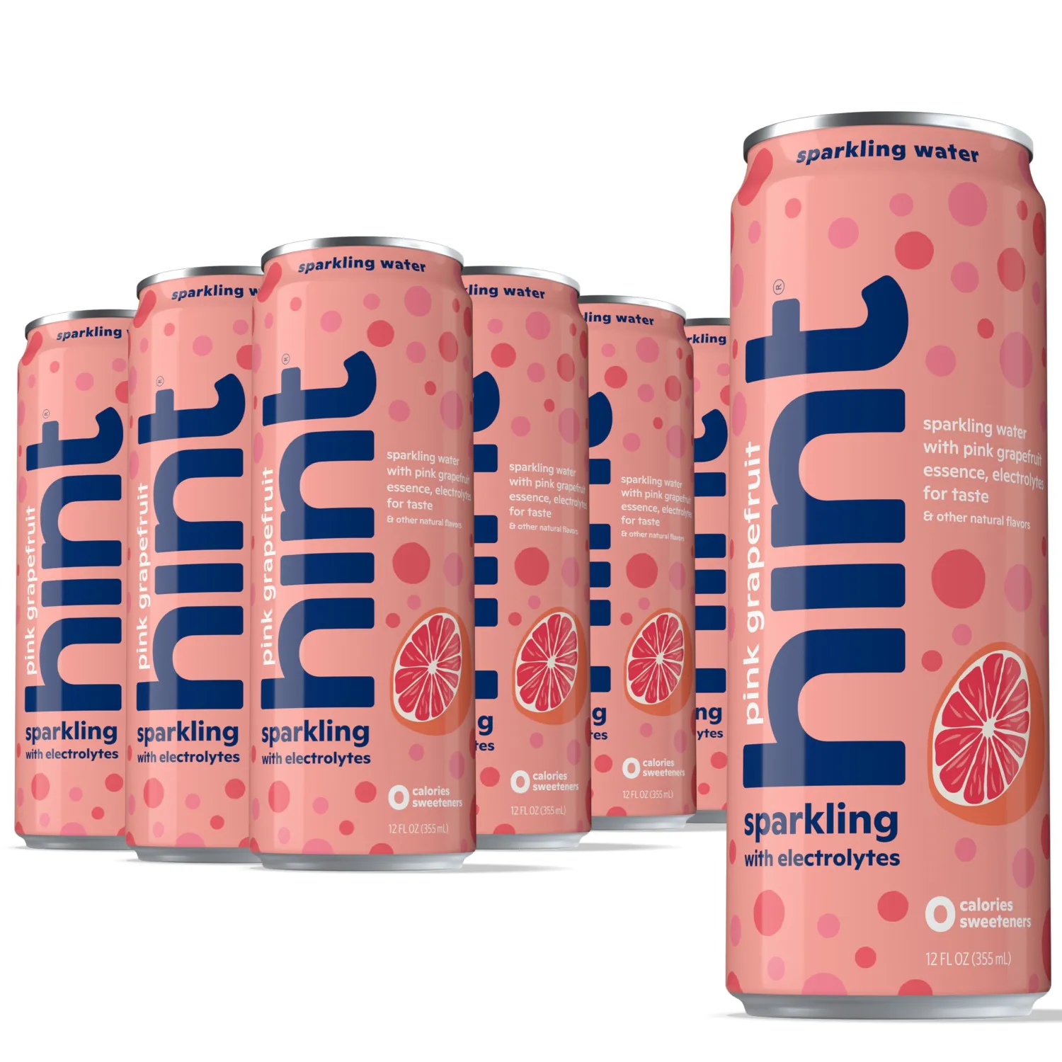 Hint Sparkling Water, Pink Grapefruit - Canned Flavored Water Beverages with Electrolytes, Zero Calories, and Sugar Free - 12 Fl Oz Cans (Pack of 12)