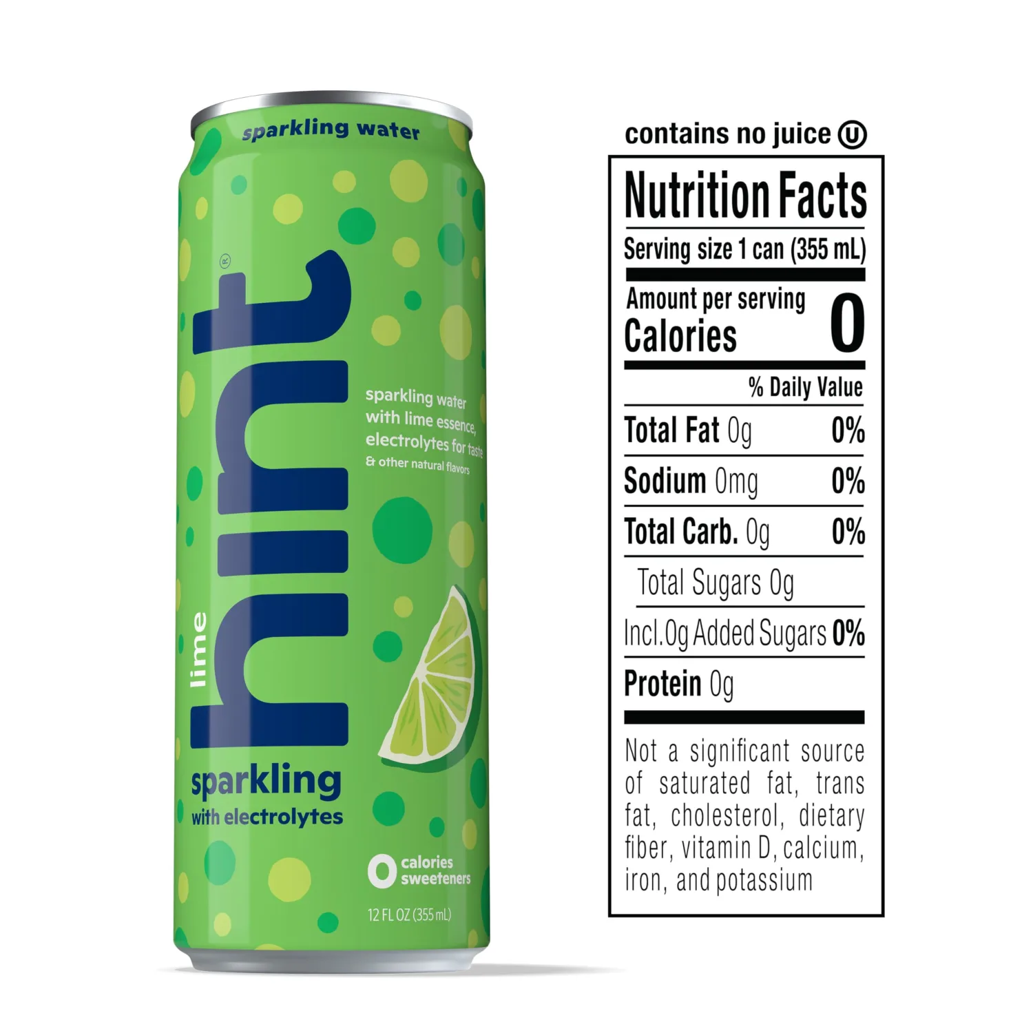 Hint Sparkling Water, Lime - Canned Flavored Water Beverages with Electrolytes, Zero Calories, and Sugar Free - 12 Fl Oz Cans (Pack of 12)
