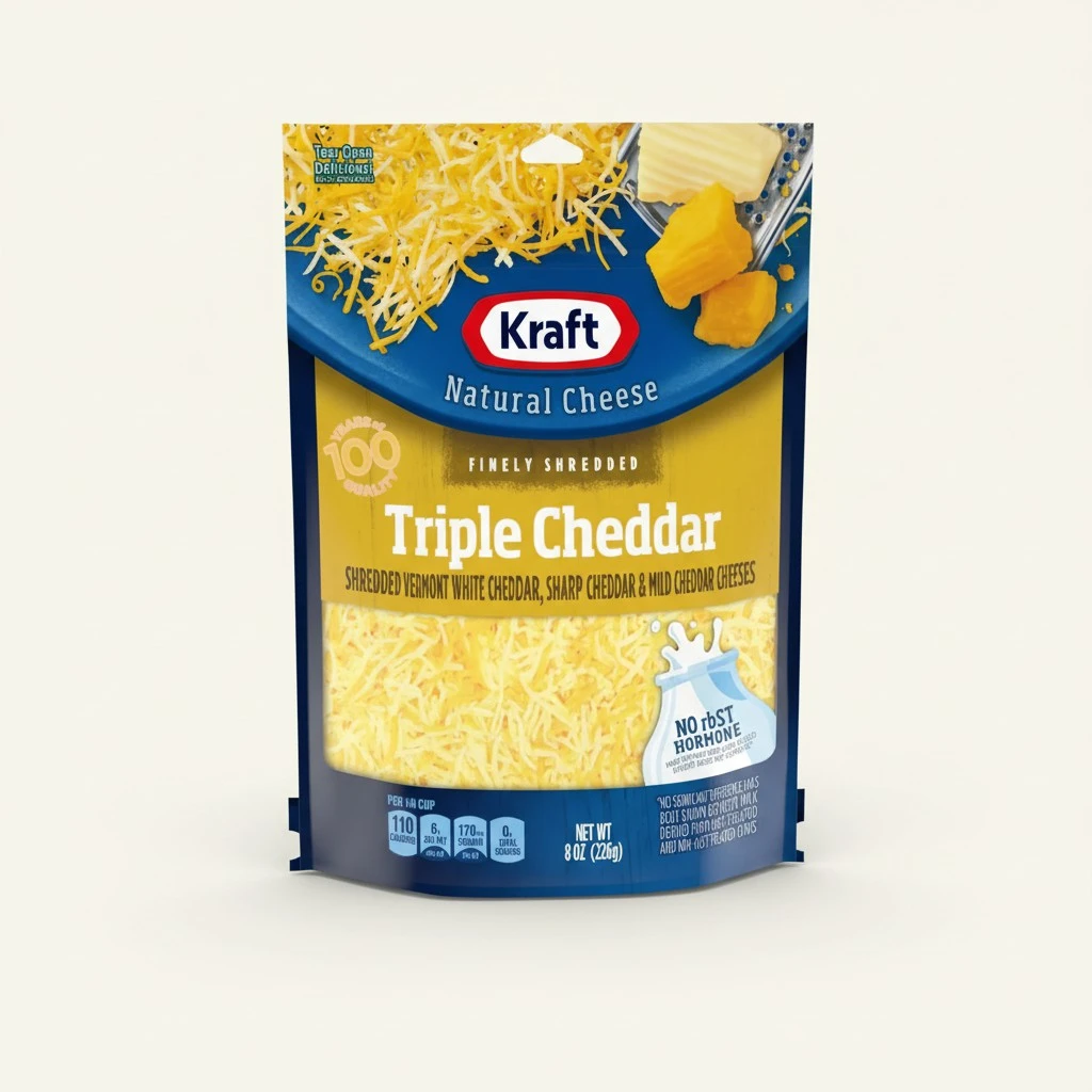 Kraft Finely Shredded Natural Triple Cheddar Shredded Cheese (8 oz Pouch)