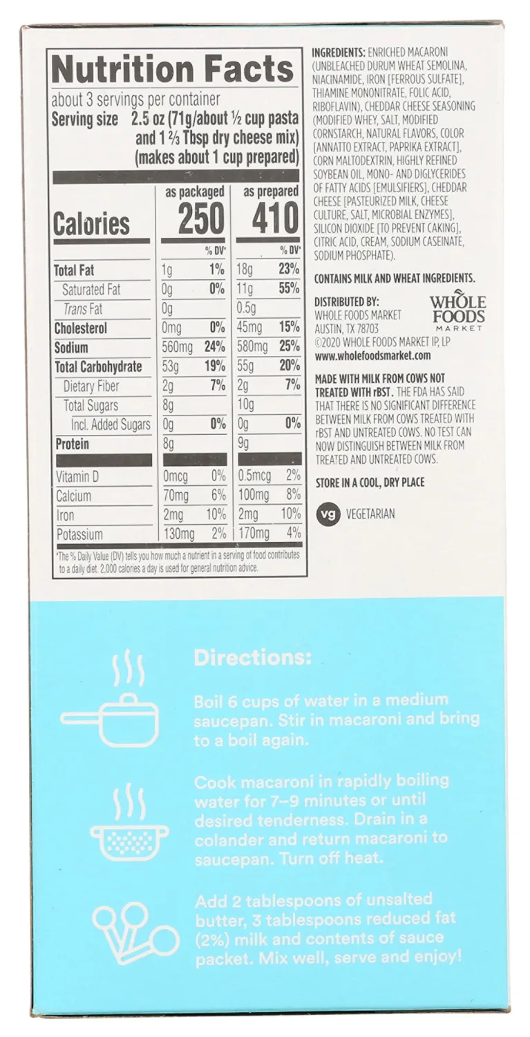 365 by Whole Foods Market, Macaroni And Cheese, 7.25 Ounce