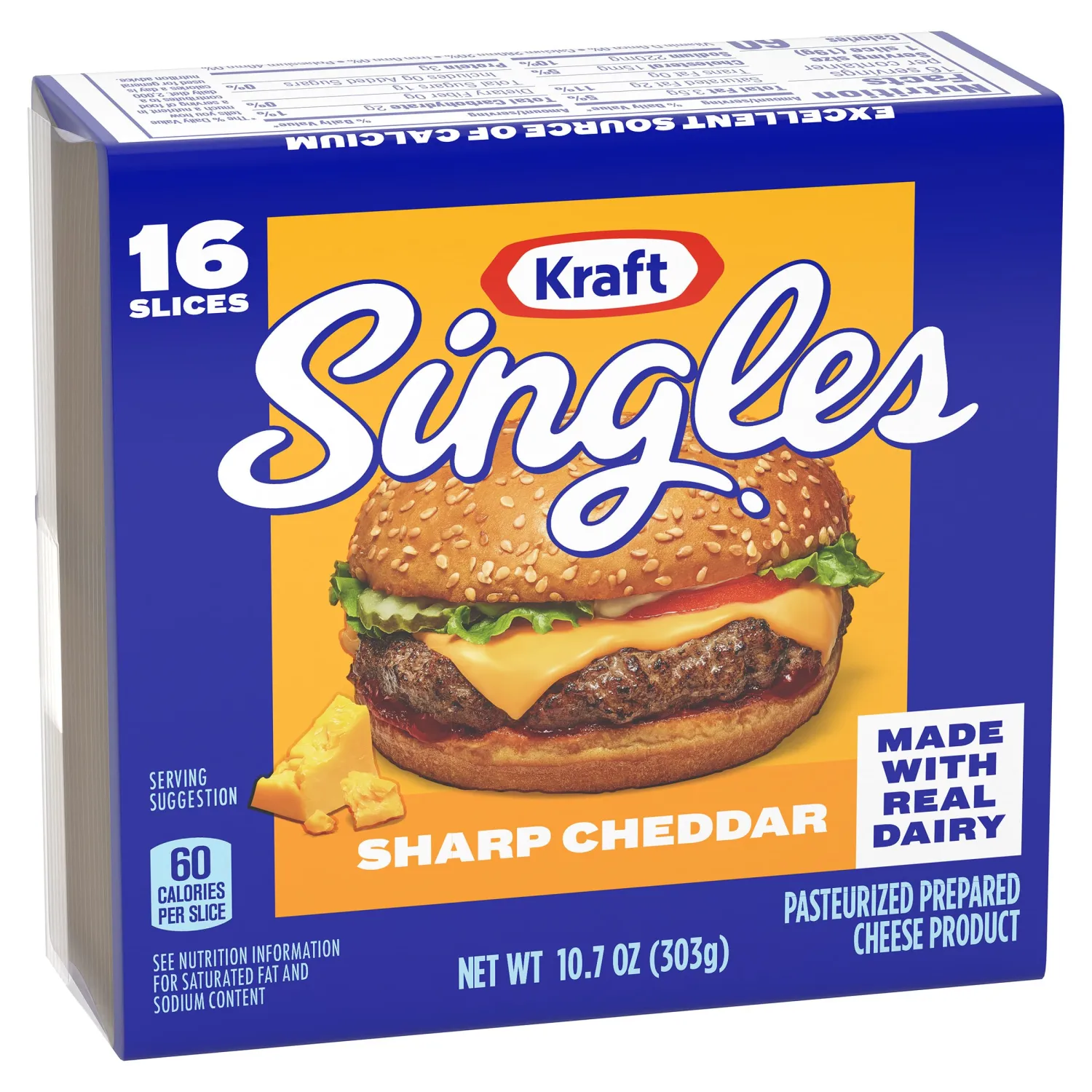 Kraft Singles Sharp Cheddar Slices, 16 ct Pack