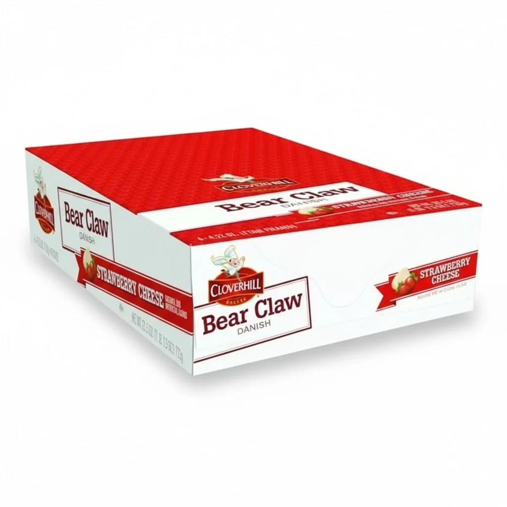 Cloverhill Bakery Bear Claw Cherry Cheese Danish, 4.25 Ounce - 6 Count Display Box (6 Pack, Bear Claw Strawberry)