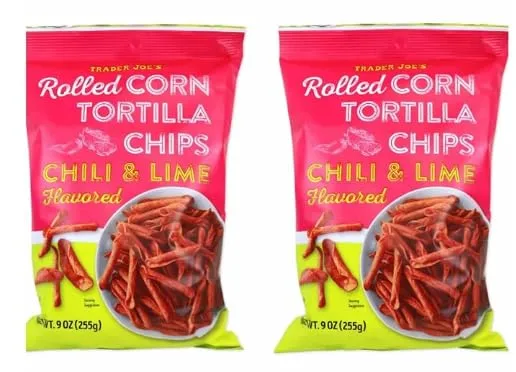 Trader Joe's Rolled Corn Tortilla Chips, Chili & Lime Flavored, 2 Pack