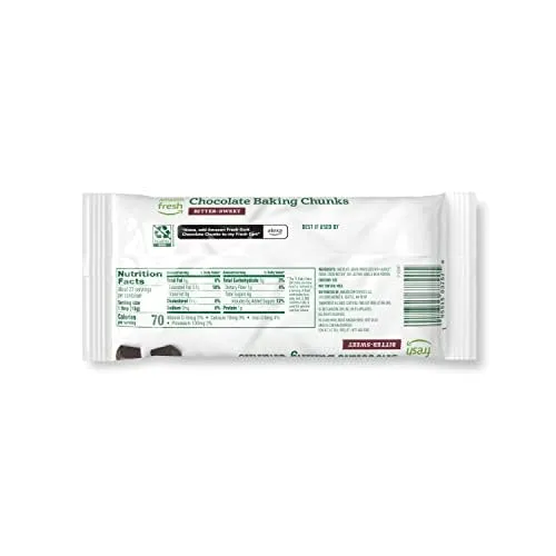Amazon Fresh, Dark Chocolate Chunks, Baking Chips, Bittersweet, 12 Oz