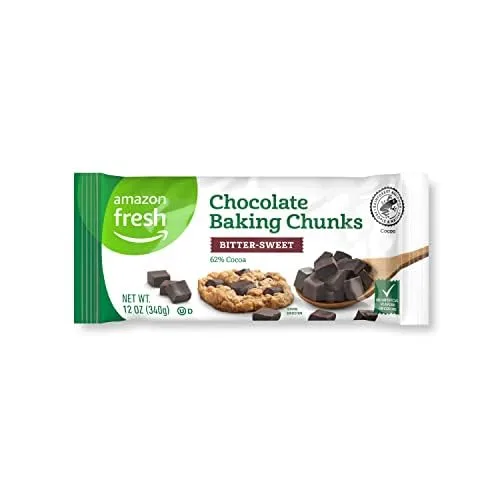 Amazon Fresh, Dark Chocolate Chunks, Baking Chips, Bittersweet, 12 Oz