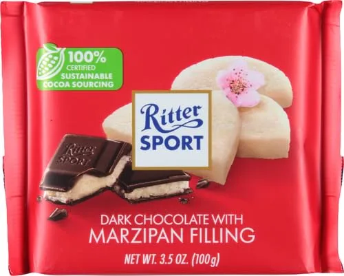 Ritter Dark Chocolate With Marzipan, 3.5 Oz