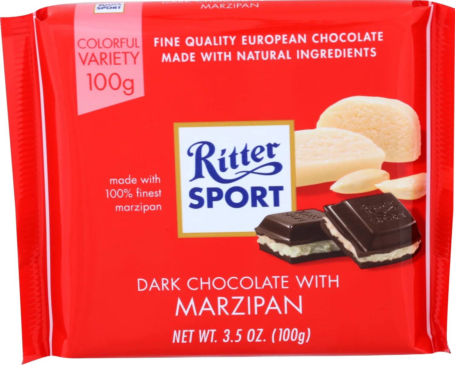 Ritter Dark Chocolate With Marzipan, 3.5 Oz