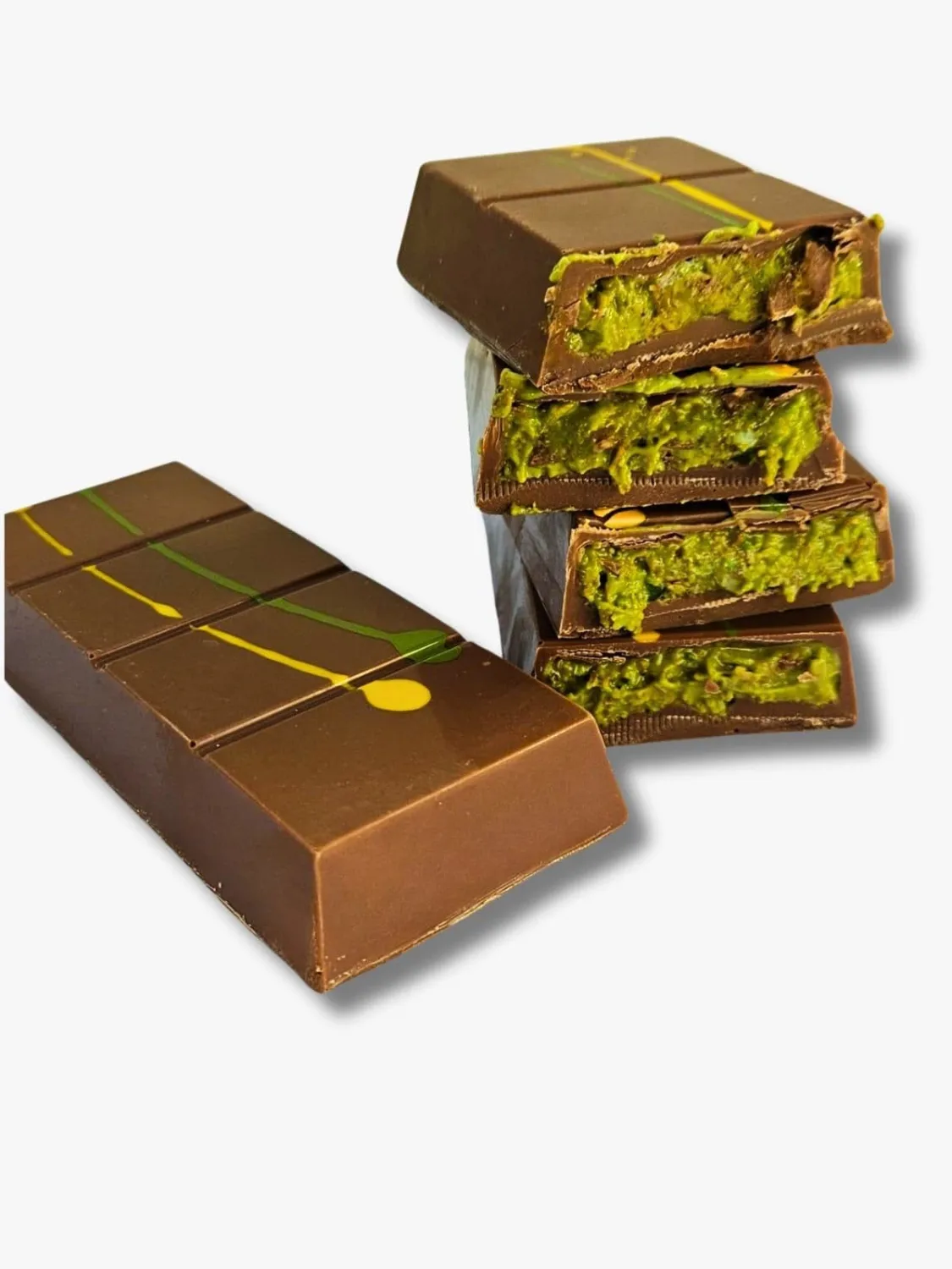 2 PACK - Narperi Dubai Chocolate Bar (total 7 oz) Handmade with Premium Pistachio Cream, Finest Belgian Milk Chocolate and Crispy Kunafah