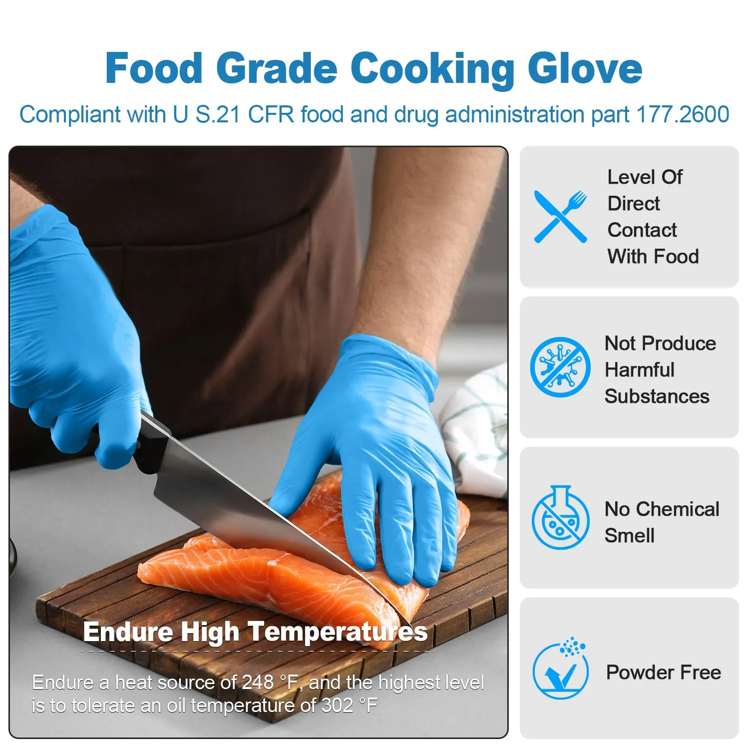 Blue Nitrile Gloves 5 mil, 9.05 in Disposable Gloves Non Latex, Non Sterile Cleaning Gloves, 100 pcs, S/M/L/XL Sizes