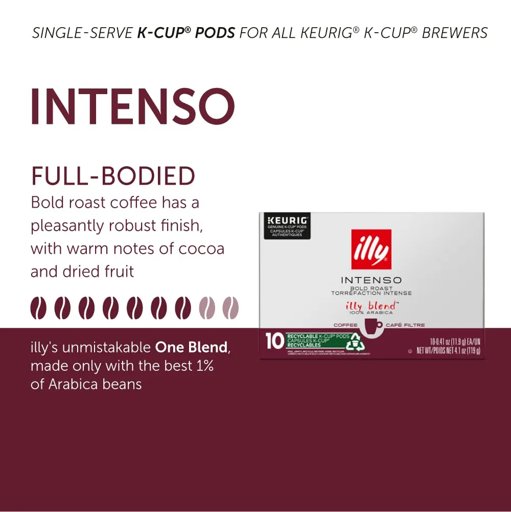 illy Coffee, Dark Roast, K-Cup for Keurig, 100% Arabica Bean Signature Italian Blend, Premium Gourmet Roast Single Serve Drip Coffee