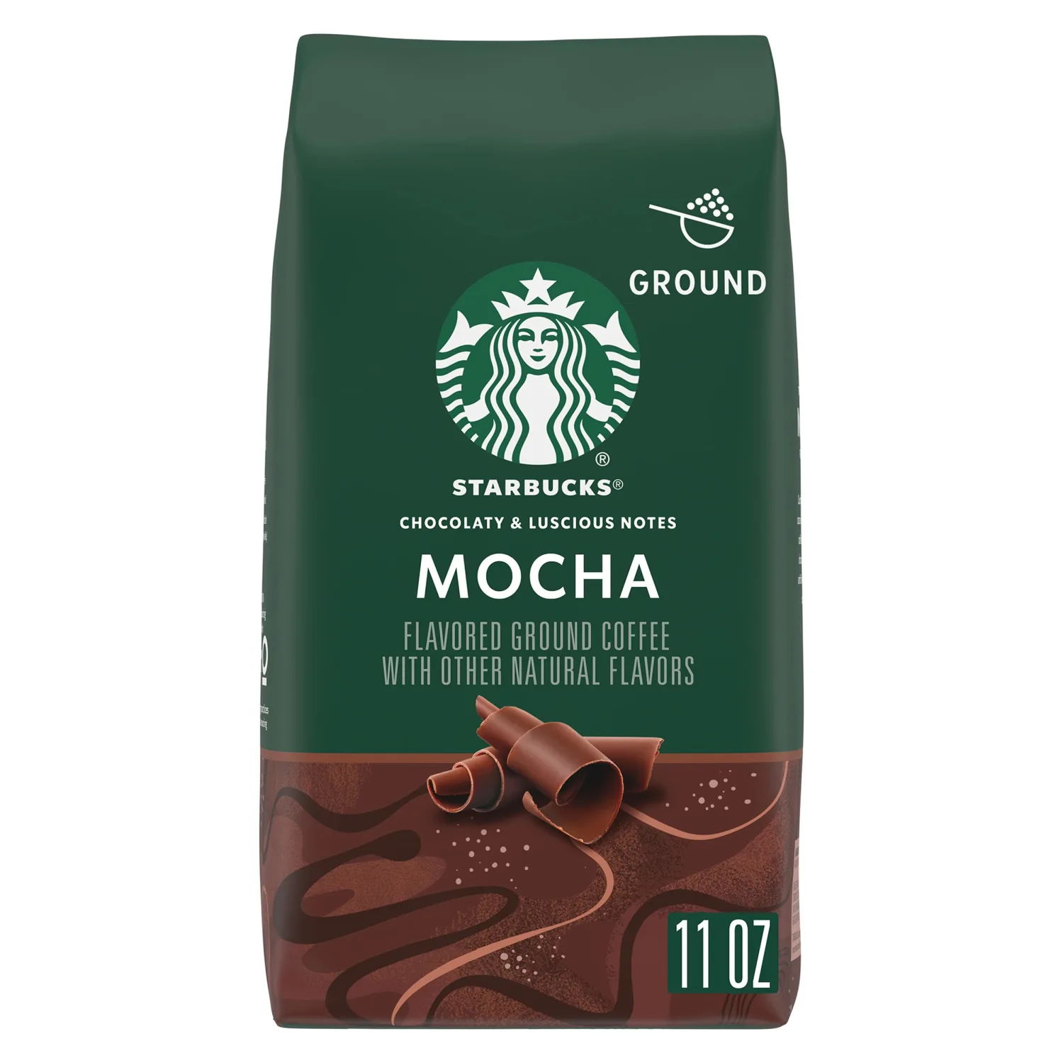 Starbucks Ground Coffee, Mocha Flavored Coffee, Naturally Flavored, 100% Arabica, 1 bag (11 oz)