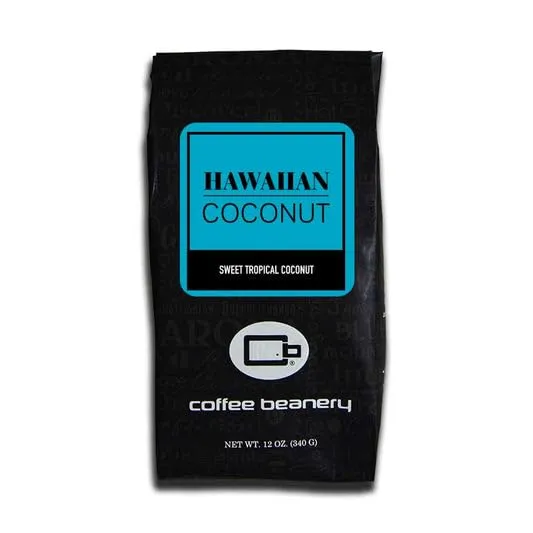Hawaiian Coconut Flavored Coffee by Coffee Beanery | 12oz Specialty Medium Roast Whole Bean