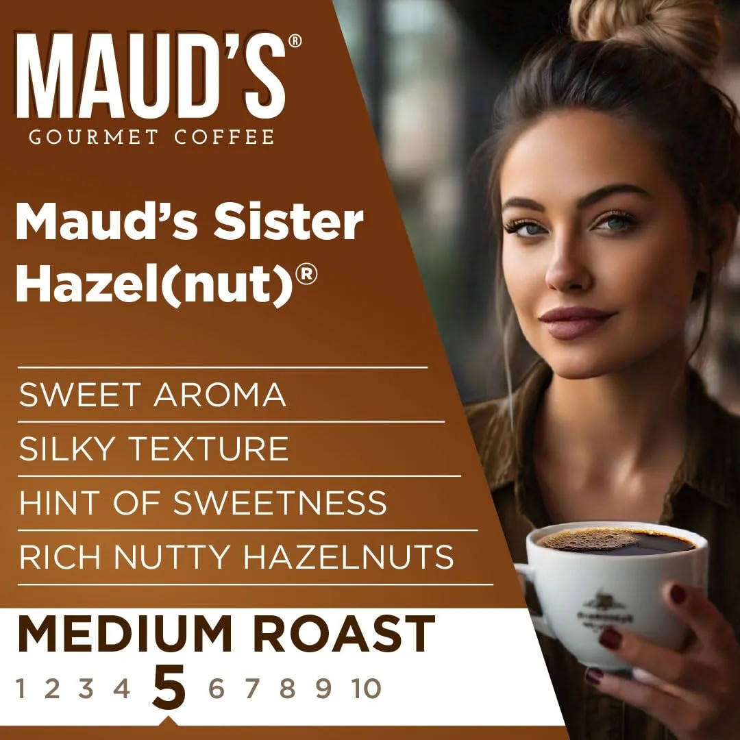 Maud's Sweet Hazelnut Flavored Instant Coffee, 26 ct, 100% Arabica Coffee, Medium Roast, Instant Hot or Iced Coffee - Just add water