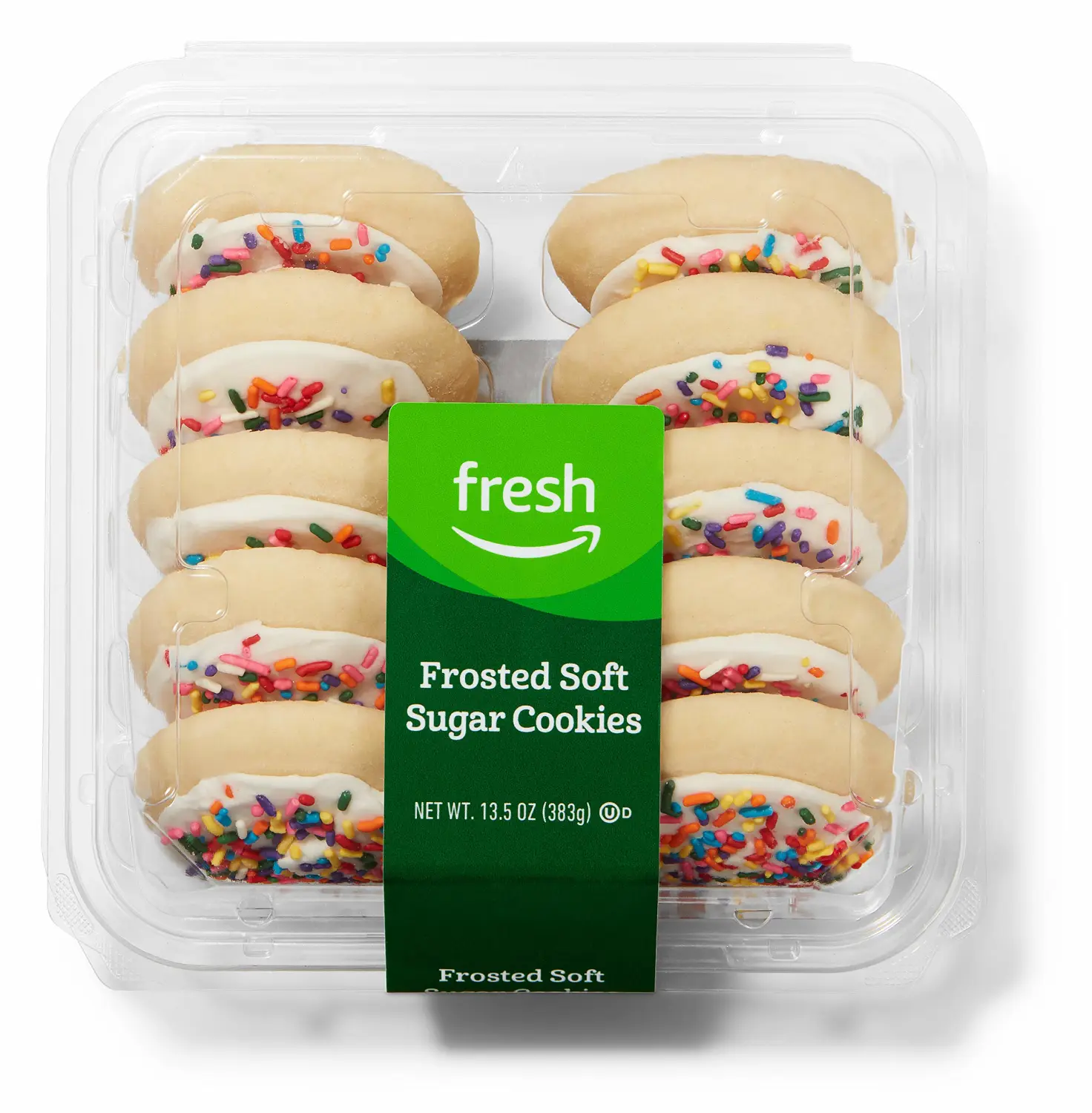 Amazon Fresh, White Frosted Soft Sugar Cookies, 10 Count, 13.5 Oz
