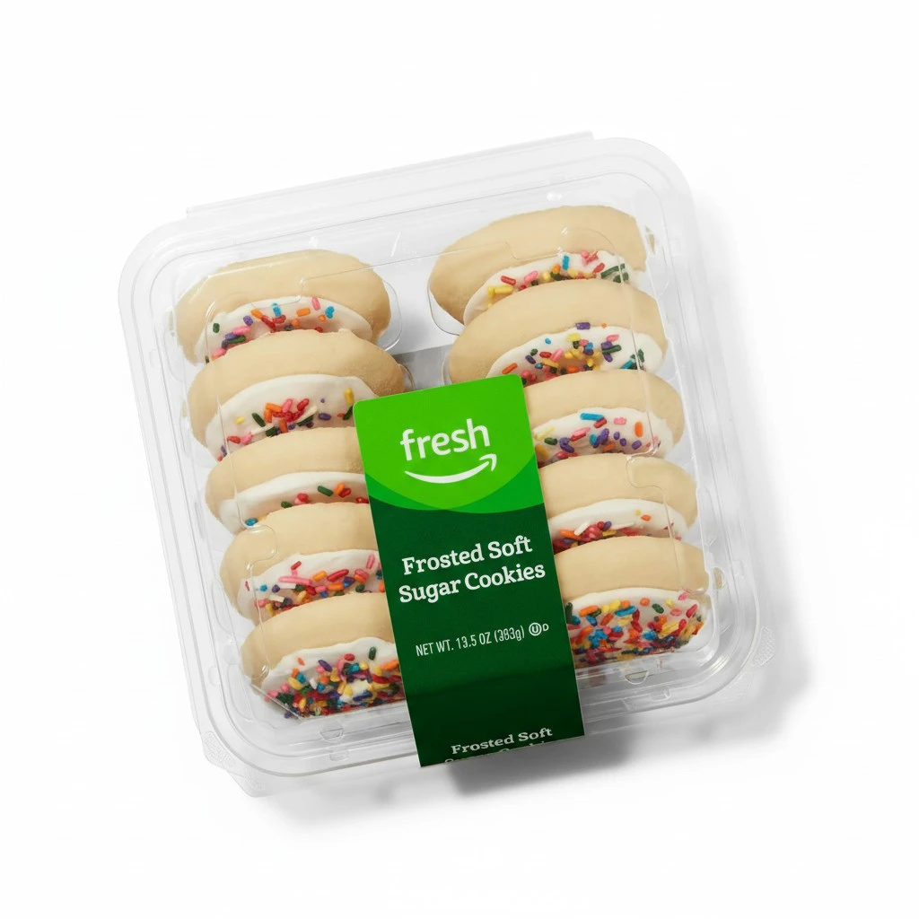 Amazon Fresh, White Frosted Soft Sugar Cookies, 10 Count, 13.5 Oz