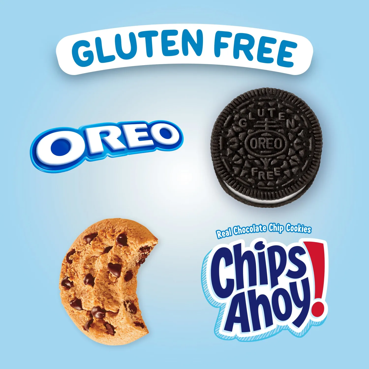 OREO Chocolate Sandwich Cookies & CHIPS AHOY! Chocolate Chip Cookies Gluten Free Cookies Variety Pack, 20 Snack Packs