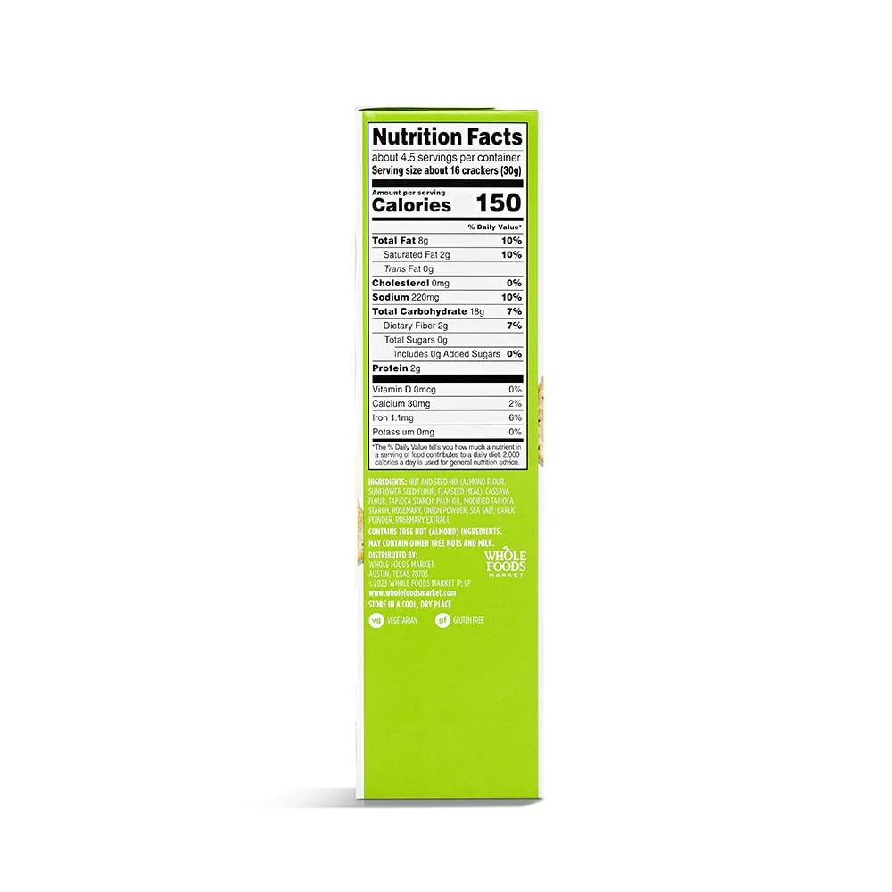 365 by Whole Foods Market Rosemary Sea Salt Almond Flour Crackers, 5 OZ
