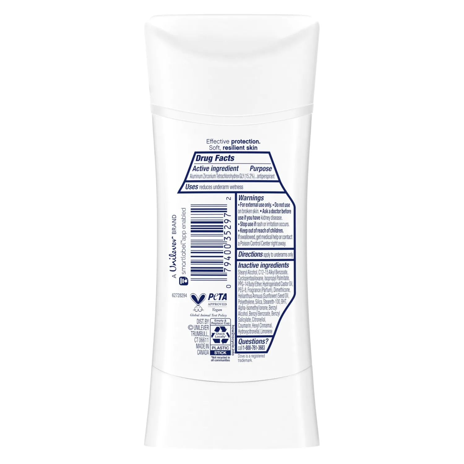 Dove Advanced Care Antiperspirant Deodorant Stick Cool Essentials for Helping Repair Skin Barrier After Shaving, with 72-Hour Sweat & Odor Protection, 2.6 oz