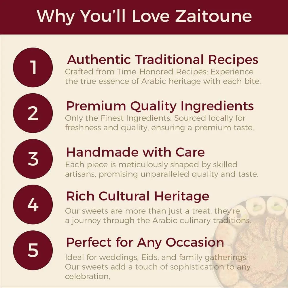 Zaitoune Cashew & Pistachio Baklava Selection Box - 0.55 lb | Traditional Luxury Honey Pastry | Arabic Dessert with Authentic flavors in Beautiful Packaging | Handmade in Turkey