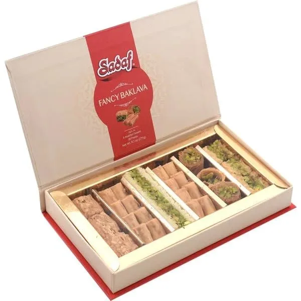 Sadaf Fancy Baklava - Sweet Baklava Pastry - Tasty Snack - Middle Eastern Delight - Baklava Gift Box - 6 Assorted Sweets | 28 pieces